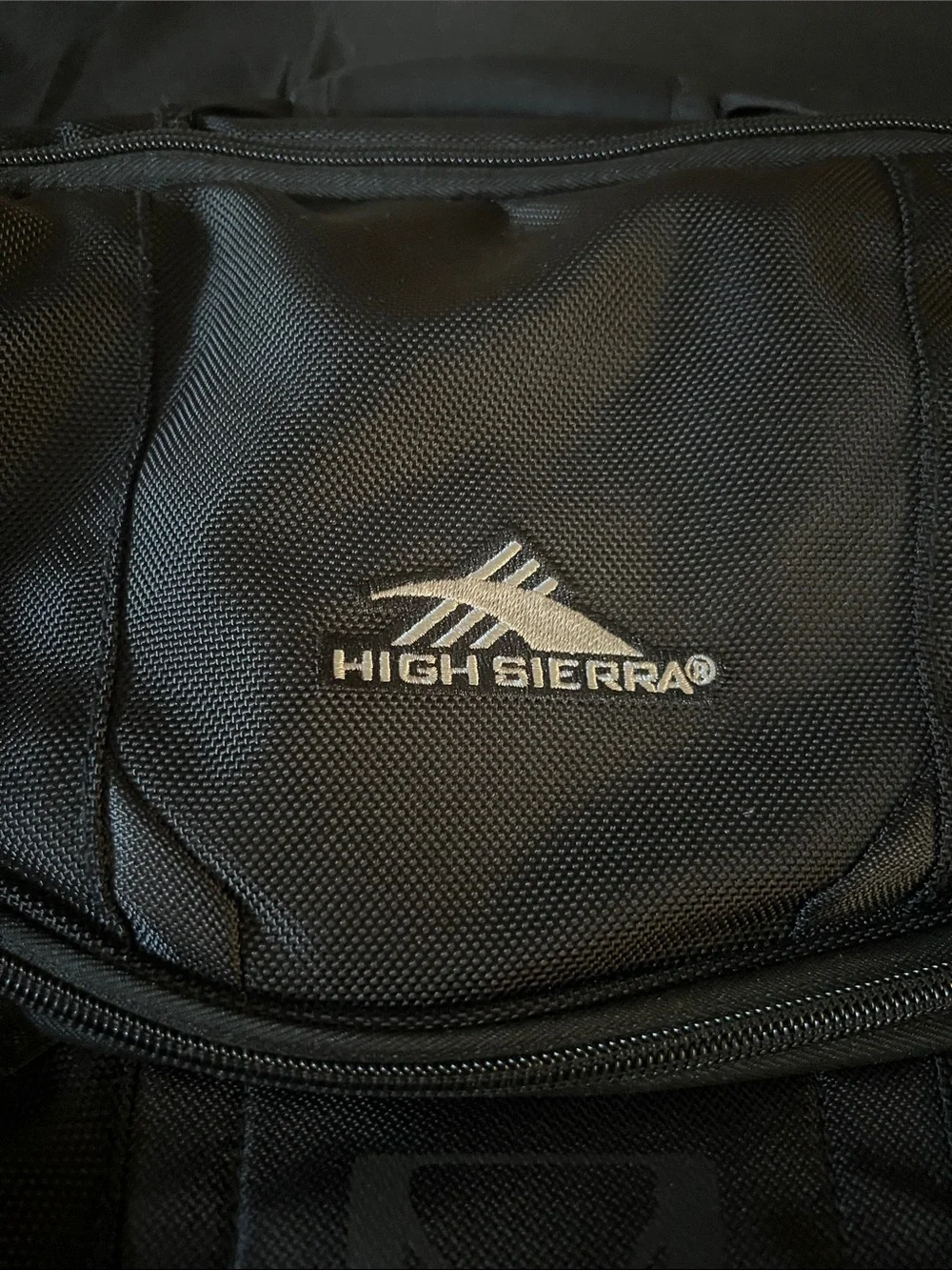 High Sierra Black Laptop Bag Silver Logo Embroidery